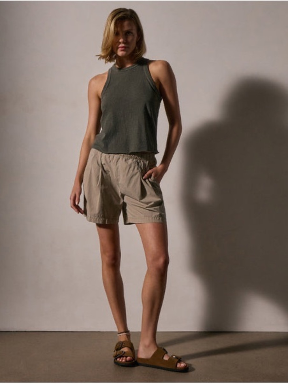 James Perse Cream Elastic-Waist Bermuda Shorts